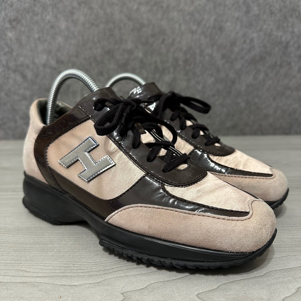 Hogan Interactive Sneakers Womens 38 US 8 Brown Suede Patent Leather‎ Shoes